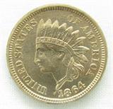 1864 Copper Nickel Indian Head Cent. 13,740,000 minted. Rare Date. Graded by the consignor as Gem Brilliant Uncirculated. #6-59.