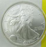 2007 American Silver Eagle. 31.105g of 99.93% Silver. Coin grades as Uncirculated. No Sales Tax on Coins, Currency, or Bullion.