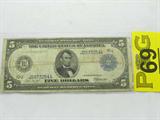 Coin $5.00 Federal Reserve Note 1914
$5.00 Federal Reserve Note Bank of Kansas City Missouri. Authorized by Federal Reserve Act of December 23 1913. Blue Seal. Signed Burke and Mcadoo. No Sales Tax, on Coins, Currency, or Bullion.