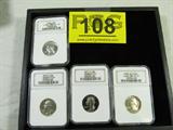 Coin 4 Slabbed Washington Quarters NGC PF69
Slabbed Washington Quarters: 1964-P NGC Ultra Cameo PF69; 1970-S NGC Cameo PF69; 1971-S NGC Cameo PF69; 1976-S Silver Ultra Cameo PF69. NO Sales Tax on Coins, Currency, or Bullion.