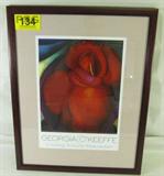 Art Framed Print Georgia O'Keeffe Abstract Flower
- A beautiful professionally matted & framed print of a large red flower, as if from up close or under a microscope. Stunning colors. Title printed underneath against a white background: "Georgia O'Keeffe, Circling Around Abstraction". Possibly a promotional poster for an art exhibit. Taupe colored mat with a deep reddish brown wooden frame. This piece measures 25" x 20.25" including frame.
About the artist (from the internet):
"Born near Sun Prairie, Wisconsin, O'Keeffe first came to the attention of the New York art community in 1916, several decades before women had gained access to art training in America's colleges and universities. She made large-format paintings of enlarged blossoms, presenting them close up as if seen through a magnifying lens, and New York buildings, most of which date from the same decade. Beginning in 1929, when she first began working part of the year in Northern New Mexico-which she made her permanent home