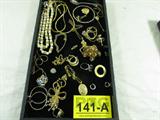 Jewelry Mixed Lot Vintage Costume Necklaces & More
Christmas will be here before you know it. This lot contains some fantastic vintage costume jewelry pieces that would make lovely gifts. Lot includes:
- A pretty gold color brooch featuring an open floral pattern with shimmering rhinestone settings. Signed Cora.
- A very nice gold color pin featuring a ribbon design and set with beautiful rhinestones. Signed Sarah Coventry.
- A double strand pearl like and alternating gold color bead necklace.
- A Speidel gold color ID link bracelet inscribed with the name "Amy".
- A gold color rope style necklace with a pretty heart shaped pendant set with shimmering blue stones and rhinestone accents.
- A serpentine style gold color chain.
- A gold color heart shaped locket featuring a single rhinestone accent.
- Many other items.