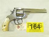 Gun H&R DA in 38 S&W Double Action Revolver-Used
H&R Model DA in 38 S&W Double Action Revolver. Features 5" barrel, faux mother-of-pearl grips, polished stainlesss steel finish, and is a top break. Condition grades at 75% due to use, wear, and a little rust. Used.