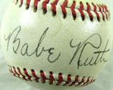 Lou Gehrig & Babe Ruth Autographed Baseball AAU
An authentic Reach brand Official American League, William Harridge, baseball which has been autographed by Babe Ruth and Lou Gehrig. Presented in a protective clear acrylic ball holder. Handwritten signatures are certified by Authentic Autographs Unlimited, Serial #F10933. The Certificate of Authenticity is signed by Drew V. Max, a Court Qualified and Board Certified Forensic Document Examiner and handwriting expert who specializes in celebrities, sports, and antiquities. You may have seen Mr. Max on the reality television show "Pawn Stars".
From internet: "George Herman Ruth, Jr., best known as "Babe" Ruth and nicknamed "the Bambino" and "the Sultan of Swat", was an American Major League baseball player from 1914–1935. Ruth originally broke into the major leagues with the Boston Red Sox as a starting pitcher, but after he was sold to the New York Yankees in 1919, he converted to a full-time right fielder and subsequently became one of
