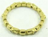 Jewelry 18kt Yellow Gold Diamond Band
Darling 18kt yellow gold thin band / ring featuring small round diamonds in bezel style setting. Marked "18k", ring size: 6.5. Total weight: 2.1 dwt.