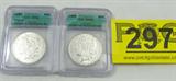 Coin Slab 1921 & 1890 Morgan $ ICG AU55
Slabbed 1921 and 1890 Morgan Silver Dollars. Graded by ICG as AU55. No Sales Tax on Coin, Currency, or Bullion
