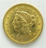 Coin 1902 $2.50 Coronet Head Gold Coin
1902 $2.50 Indian Head Gold Coin. 4.18g of 90% Gold. 133,733 minted. Rare Date. No Sales Tax on Coins, Currency, or Bullion