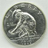 1925-S California Diamond Jubilee Commemorative Half-Dollar. 12.5g of 90% Silver. 86,394 minted. Rare Date. Graded by the consignor as Gem Brilliant Uncirculated. No Sales Tax on Coins, Currency, or Bullion