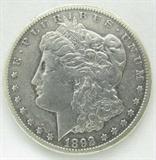 Coin 1892-CC Morgan Silver Dollar XF
1892-CC Morgan Silver Dollar. 26.73g of 90% Silver. 1,352,000 minted. Very Rare Date. Graded by the consignor as Extremely Fine. No Sales Tax on Coins, Currency, or Bullion.