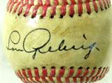 Lou Gehrig Autographed Baseball AAU
An authentic Reach brand Official American League, William Harridge, baseball which has been autographed by Lou Gehrig. Presented in a protective clear acrylic ball holder. The hand written signature is certified by Authentic Autographs Unlimited, AAU Serial #F10937. The Certificate of Authenticity is signed by Drew V. Max, a Court Qualified and Board Certified Forensic Document Examiner and handwriting expert who specializes in celebrities, sports, and antiquities. You may have seen Mr. Max on the reality television show "Pawn Stars".
From internet: "Henry Louis "Lou" Gehrig (June 19, 1903 – June 2, 1941), nicknamed "The Iron Horse" for his durability, was an American Major League Baseball first baseman. He played his entire 17-year baseball career for the New York Yankees (1923–1939). Gehrig set several major league records. He holds the record for most career grand slams (23). Gehrig is chiefly remembered for his prowess as a hitter, his consecuti