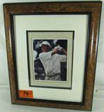 Tiger Woods Autographed Framed Photo
A professionally matted and framed photograph of Tiger Woods in a follow-through golf pose. Appears to have Mr. Wood's autograph in the bottom of the photograph. Signature is NOT authenticated. Frame measures 24" x 20". The frame has some minor scratches and damage.
From the internet: "Eldrick Tont "Tiger" Woods (born December 30, 1975) is an American professional golfer whose achievements to date rank him among the most successful golfers of all time. Formerly the World No. 1, he was the highest-paid athlete in the world according to Forbes for several years; he is currently No.3 after boxers Floyd Mayweather Jr. and Manny Pacquiao."