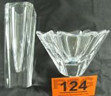 Lot of 2 Orrefors Crystal Art Vase & Bowl
This lot contains two signed Orrefors crystal glass art pieces made in Sweden. There are no chips, cracks or breaks in these items. Lot includes:
- A beautiful flower vase in the Odyssey pattern. Measures 6.75" tall.
- A gorgeous candy / mint dish in the Orion pattern.
Measures 3.5" tall with a 5.5" diameter.
