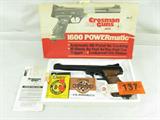 Firearm Vintage Crossman 1600 Powermatic BB Pistol
Vintage Crossman 1600 Powermatic BB Pistol. Automatic-no cocking; 16 shots; and leakproof CO2 power. A box of BBs & CO2 cartridges are included. Comes in original box. Used.
NO ADDITIONAL PAPERWORK REQUIRED