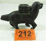 Vintage Cast Iron Retriever Rescue Dog Still Bank
A fantastic cast iron still bank featuring a Retriever with a package strapped to his back. Bank is held together by one screw. There are no manufacturer mark's on the piece. Has some minor rust. Measures 5.5" tall x 8" long.