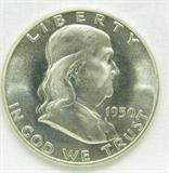 Coin 1950-P Franklin Half-Dollar Gem Proof
1950-P Franklin Half-Dollar. 12.5g of 90% Silver. Graded by the consignor as Gem Proof, Superb Looking Coin. No Sales Tax on Coins, Currency, or Bullion. #222-97.