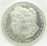 Coin 1880-CC Morgan Silver Dollar Gem Prooflike
1880-CC Morgan Silver Dollar. 26.73g of 90% Silver. 591,000 minted. Very Rare Date. Graded by the consignor as Gem Prooflike. No Sales Tax on Coins, Currency, or Bullion. #363-19.