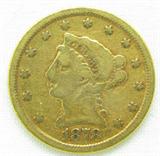 Coin 1878 Coronet Head $2.50 Gold Coin
1878 Coronet Head $2.50 Gold Coin. 4.18g of 90% Gold. 286,260 minted. Rare Date. No Sales Tax on Coins, Currency, or Bullion. #369-78.