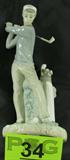 Lladro Figurine "Golfer"
The Lladro Golfer hand made porcelain figurine embodies the beauty of Lladro creations, known for exquisite detailing, soft coloring and smooth finishes. First issued in 1972. Sculpted by Vicente Martinez. Measures 10.75" tall. Lladro hallmark is on the bottom of the figurine. There are no cracks, chips or breaks in this piece.