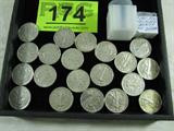 Coin 20 Assorted Walking Liberty Half-Dollar XF/AU
Roll of 20 Walking Liberty Silver Half-Dollars. 12.5g of 90% Silver. 3 each 1937-P, 1 each 1939-D, 1 each 1939-S; 2 each 1939-P, 1 each 1939-D, 1 each 1939-S; 3 each 1941-P; 3 each 1942-P; 1 each 1943-P; 1 each 1944-S; 3 each 1945-P. Graded by the consignor as Extremely Fine to About Uncirculated. NO Sales Tax on Coins, Currency, or Bullion. #174-17.