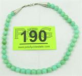 Jewelry Sterling Silver Jade Strand Necklace
Beautiful beaded jade strand necklace with sterling silver clasp and end caps. Unmarked, consignor states the beads are jade and clasp is sterling. Measures: 18.5" long.