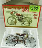 1948 Whizzer Die Cast Motorbike Model / Toy
Model of the famous Schwinn Whizzer Motor Bike at the 1:6 scale and measures 11" long and 5.5" in height.. This die cast reproduction appears to be in great condition and is in original box. This is a well made die cast piece that has been going up in value every year. Here is your chance to get a unique Christmas gift for the collector in your life.
ZB4871