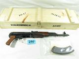 Koraynovich AK47 7.62x39 Semi Auto Rifle-New
Koraynovich Model (Polish) AK47 in 7.62x39 Semi Auto Rifle. Features High Polished Nickel Plated Carrier, Military Style Wooden Case, Top Quality KG GunKote, Excellent Fit And Finish,
Test Fired With 60 Rounds, TAPCO G2 Double Hook Fire Control, Transferable Limited Lifetime Warranty, Chrome Lined Barrel, Gas Piston Operated, and Accepts High Capacity AK Magazines And Drums. New in crate.