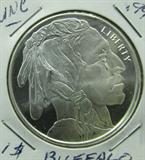 Buffalo One Ounce .999 Silver Round
One Ounce .999 fine Silver Round as a Depiction of a Buffalo Nickel. No Sales Tax on Coins, Currency, or Bullion.