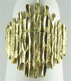 Jewelry 14kt Yellow Gold Fashion Ring
Fabulous 14kt yellow gold fashion ring with hammered style design. Marked "14k", ring size: 4.25. Total weight: 1.9 dwt.