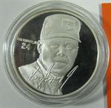 Coin .999 Fine Ken Griffey Jr. #24 Silver Round
.999 Silver Ken Griffey Jr. #24 medal. Frosted proof strike. Officially licensed by Major League Baseball Players Association. Limited Edition #3003. No sales tax on coins, bullion or currency.