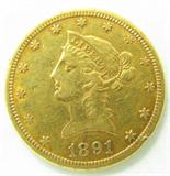 Coin 1891-CC Coronet Head $10.00 Gold Coin
1891-CC Coronet Head $10.00 Gold Coin. 16.718g of 90% Gold. 103,732 minted. Rare Date. No Sales Tax on Coins, Currency, or Bullion.