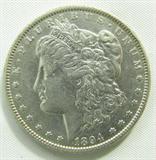 Lot#: 93
Description: Coin 1894-P Morgan Silver Dollar AU
1894-P Morgan Silver Dollar. 26.73g of 90% Silver. 110,972 minted. Extremely Rare Date. Graded by the consignor as About Uncirculated. No Sales Tax on Coins, Currency, or Bullion. #93-57.