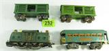 Lot#: 232
Description: Vintage Lot of 4 Lionel Model Toy Trains
Vintage Lot of 4 Lionel Model Toy Trains, metal, out of box, made in America. Lot Includes:
- 1 Electric Engine Model 10E - green exterior, good condition with paint scratches on roof, includes gold painted light and antenna fixtures, standard gauge. Measures: 11.5" long 3.5" wide 4.25" tall
- 2 Boxcar's Model 114 - both green exterior, one is in good condition, one is in fair condition with paint damage, standard gauge. Measures: 9.5" long 3" wide 4" tall
- 1 Lionel Observation Car Model 341 - green exterior with orange trimmed windows and doors, doors open and close, includes gold painted balcony with Lionel Limited sign, good condition with minor paint chipping, standard gauge. Measures: 1' long 3" wide 4.5" tall
Tag Words: Train, Toy, RR, Vintage, Lionel, Standard Gauge, Made in America.
Z1955 CB
http://azfirearms.auctionflex.com/showlots.ap?co=10355&weid=31649&weiid=0&keyword=train&lso=pricedesc&pagenum=1&lang=En
