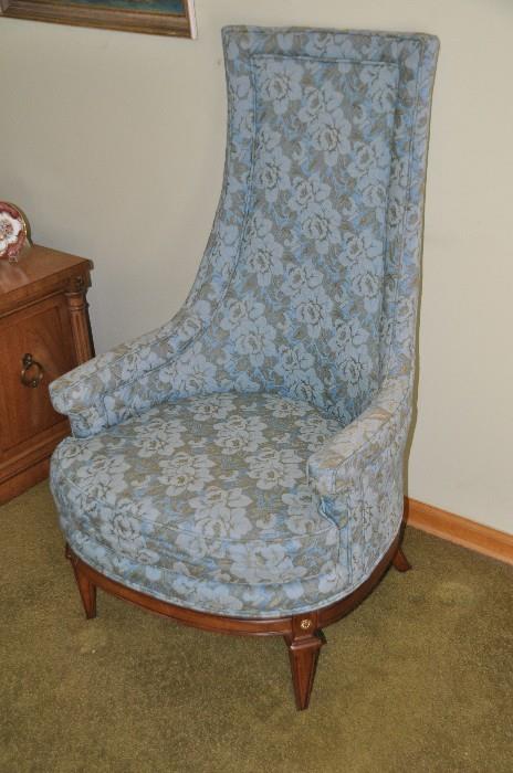Mid Century High Back Upholstered Chair