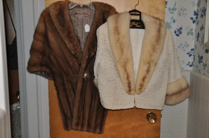 Vintage Fur Shawl and Ribbon Jacket with Fur Trim!