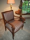 This photo is to highlight this beautiful chair. The table next to the chair is NOT for sale.
