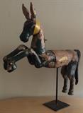 PolyChrome Wood Donkey on Iron Stand