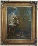 Pastoral Scene Gilt Framed Oil on Canvas