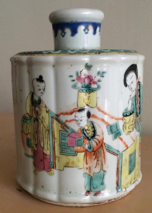 Hand Painted Porcelain Tea Caddy 
