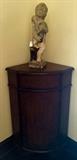 Decorated Corner Cabinet with Garden Statue