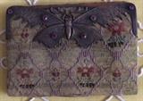 Art Nouveau Brocade & leather wallet with Metal & Semi-precious stones