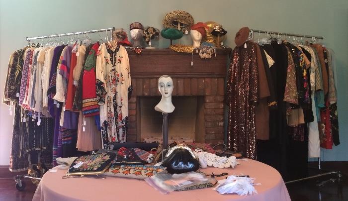 Women’s Clothing (1940’s-2012) Incl. 1 Pat Premo, Ethnic, Boho-Chic, Beaded; Hats, Bags incl Vintage Christian Dior, Scarves; Perfumes & Powder Boxes