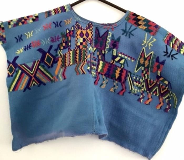 Hand-embroidered vintage textile top