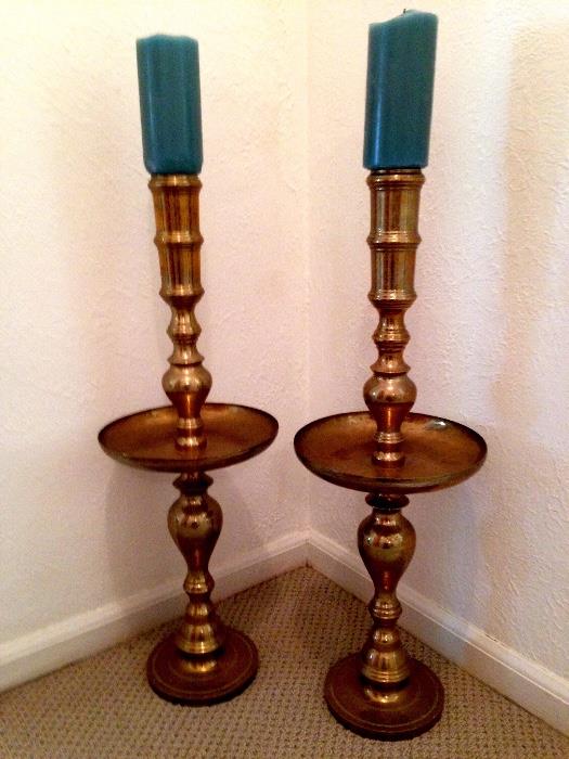 These Two Brass Candle Holders are On The Floor For A Reason...They're About 3' Tall!...