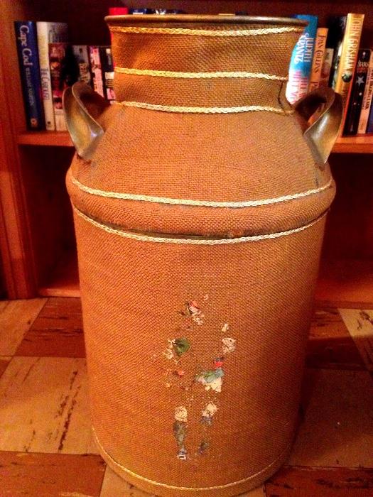 I Kinda Like This...It's A Handmade Burlap Covered Ant. Milk Can...