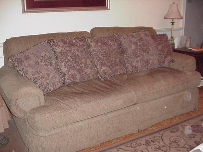 Bassett sofa--two of these + matching ottomans