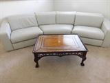 Roche BoBois: Leather 3 pc. sectional sofa, coffee table