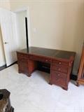 Sligh Cherry wood desk, center room, double pedestal
