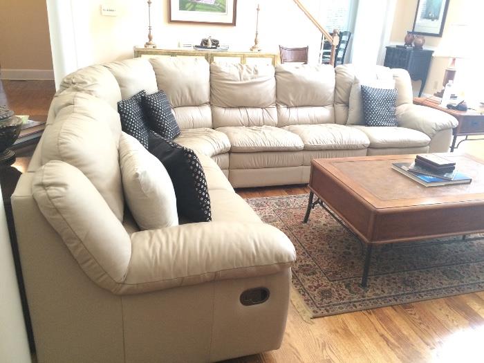 Beige sectional sofa (both ends recline)
