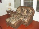wicker love seat & ottman