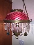 Cranberry glass vintage light